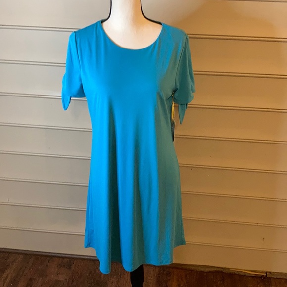 NWT Cece Sky Blue Shift Dress Tie-Sleeve Crepe - Picture 2 of 6